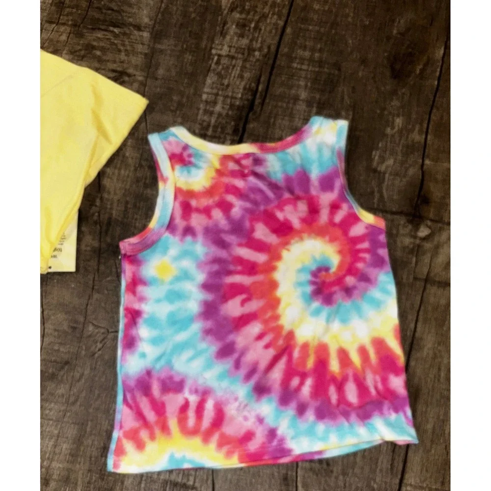 Garanimals Toddler Girl Tank Top‎ 2PK Yellow Tie Dye Heart Rainbow 18M NWT